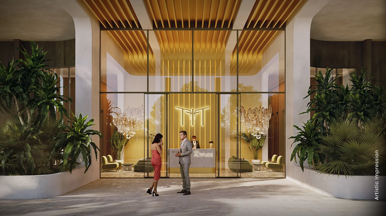 Double-height entrance lobby at M3M Altitude, Sector 65 Gurugram