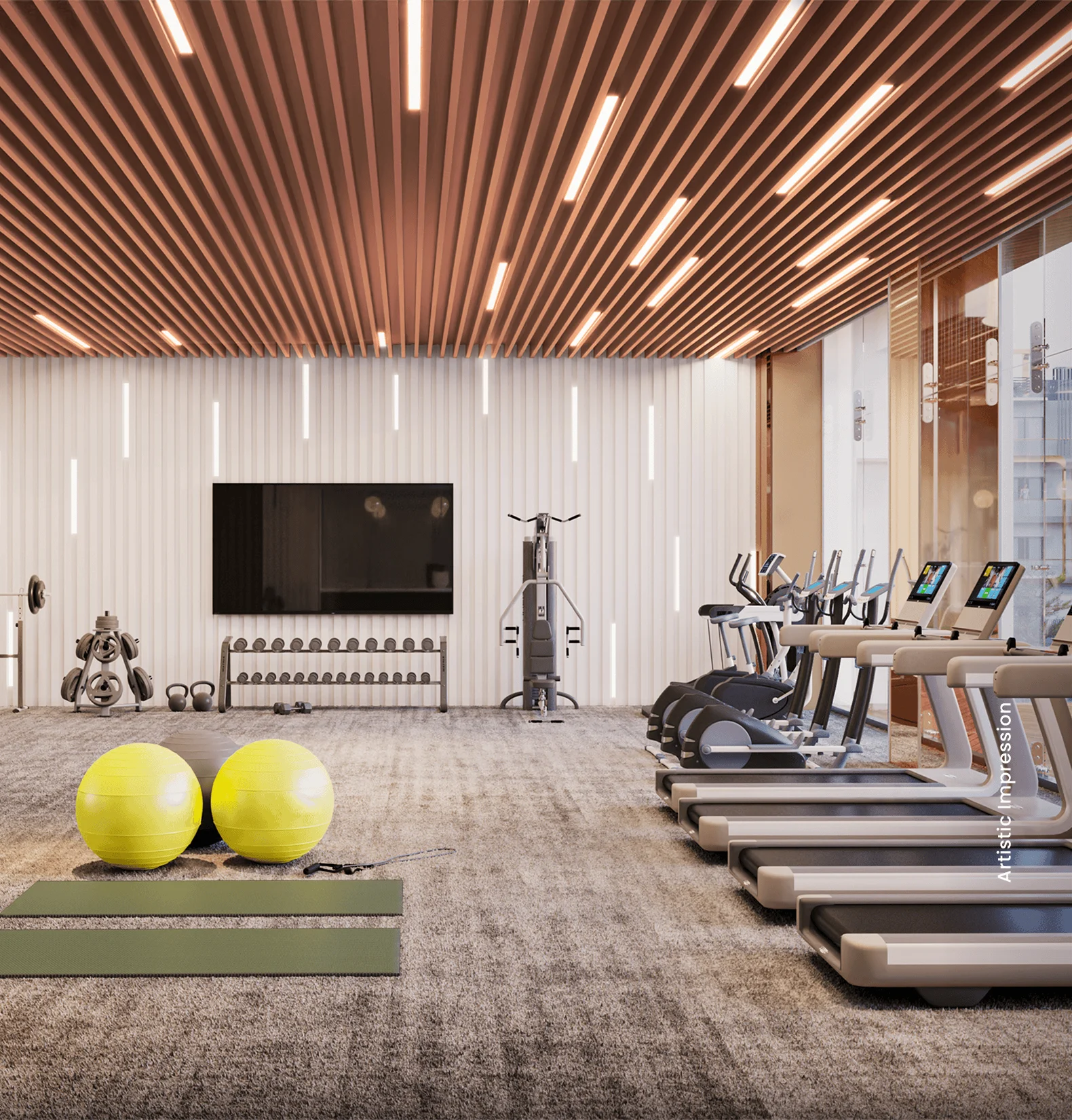 Fully equipped gymnasium at M3M Antalya Hills, Sector 79 Gurugram
