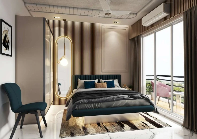 Artist's impression of a bedroom opening onto a balcony at M3M Brabus Sector 58, Golf Course Extension Road Gurgaon