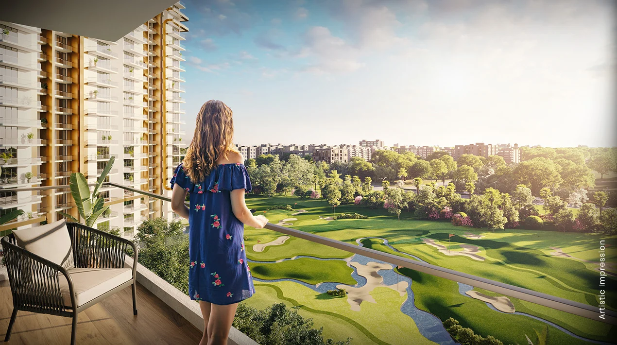 Balcony overlooking the landscaped greens at M3M Capital, Sector 113 Dwarka Expressway