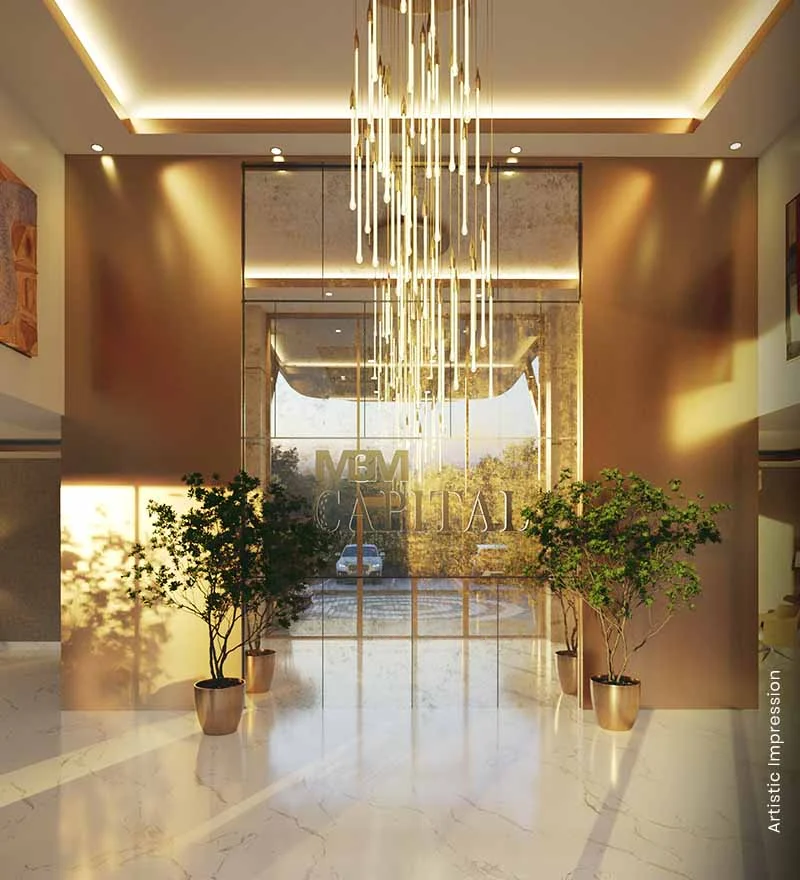 Golf-styled central green landscape between the towers of M3M Capital, Sector 113 Gurugram