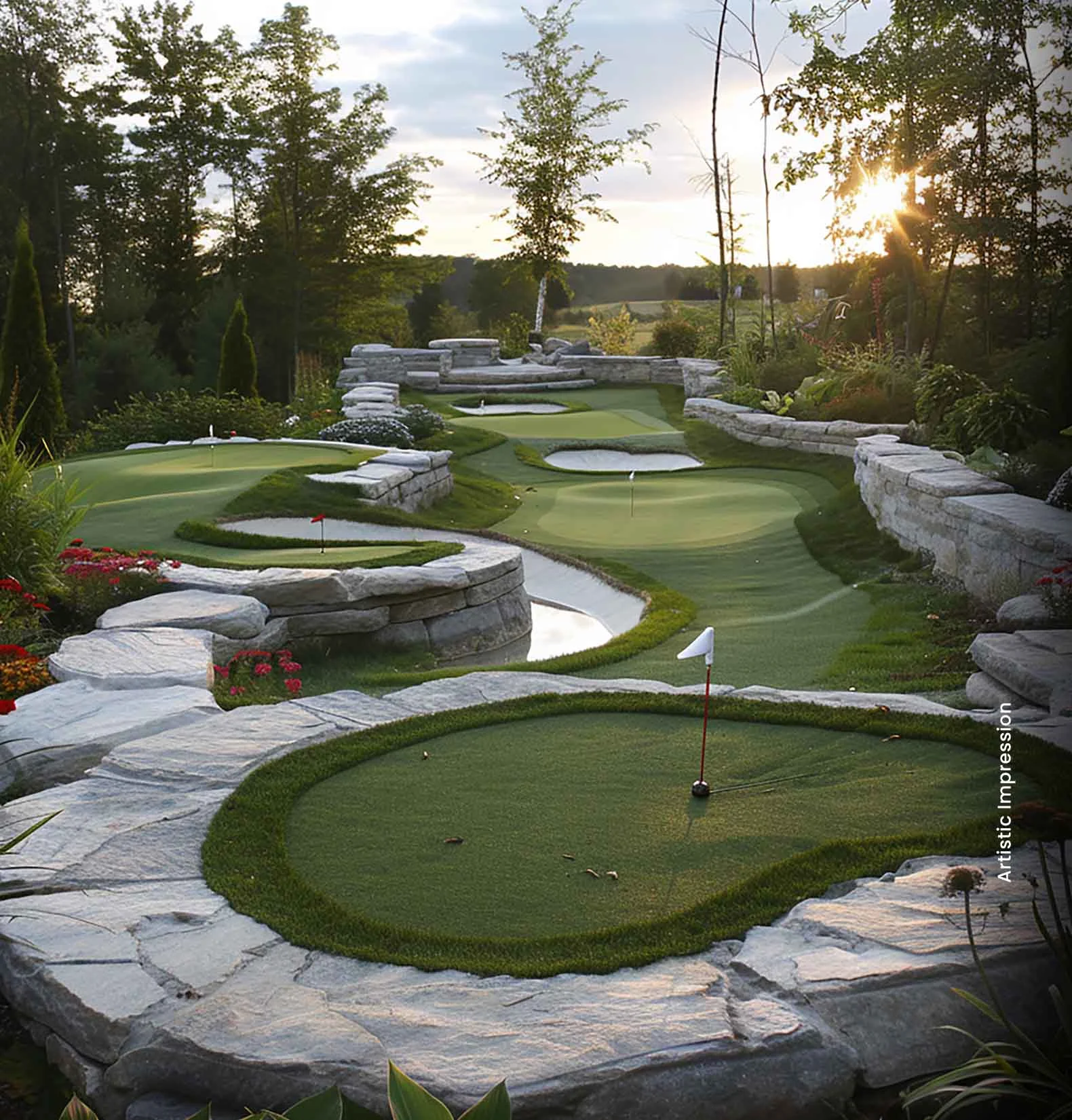 Golf putting area in the landscaped greens of M3M Capital, Sector 113 Gurugram