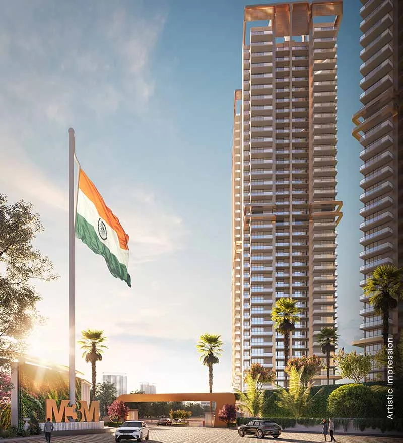 Aerial view of the M3M Capital towers and podium, Sector 113 Dwarka Expressway