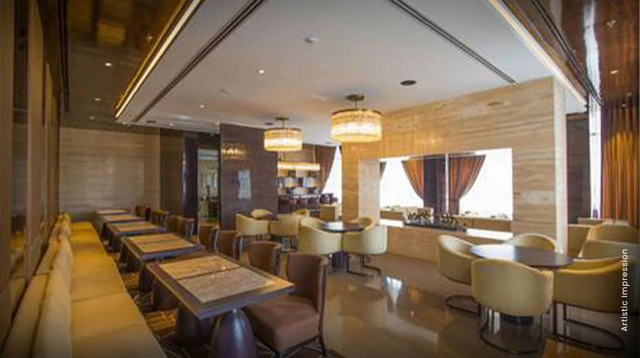 Elegant dining lounge at M3M Escala, a space for gatherings and fine dining