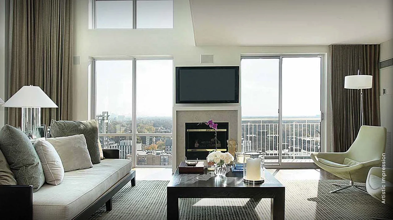 Spacious living room with city views at M3M Escala, Sector 70A Gurugram