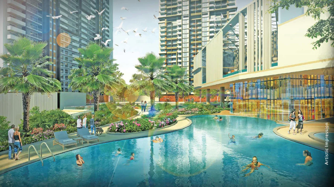 Pool deck at M3M Heights, a delivered 2 and 3 BHK project in Sector 65 Gurugram