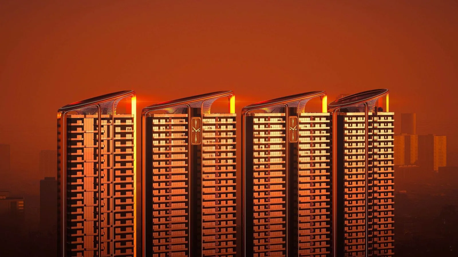 M3M Jacob & Co Residences towers rendered against a warm sky, Sector 97 Noida