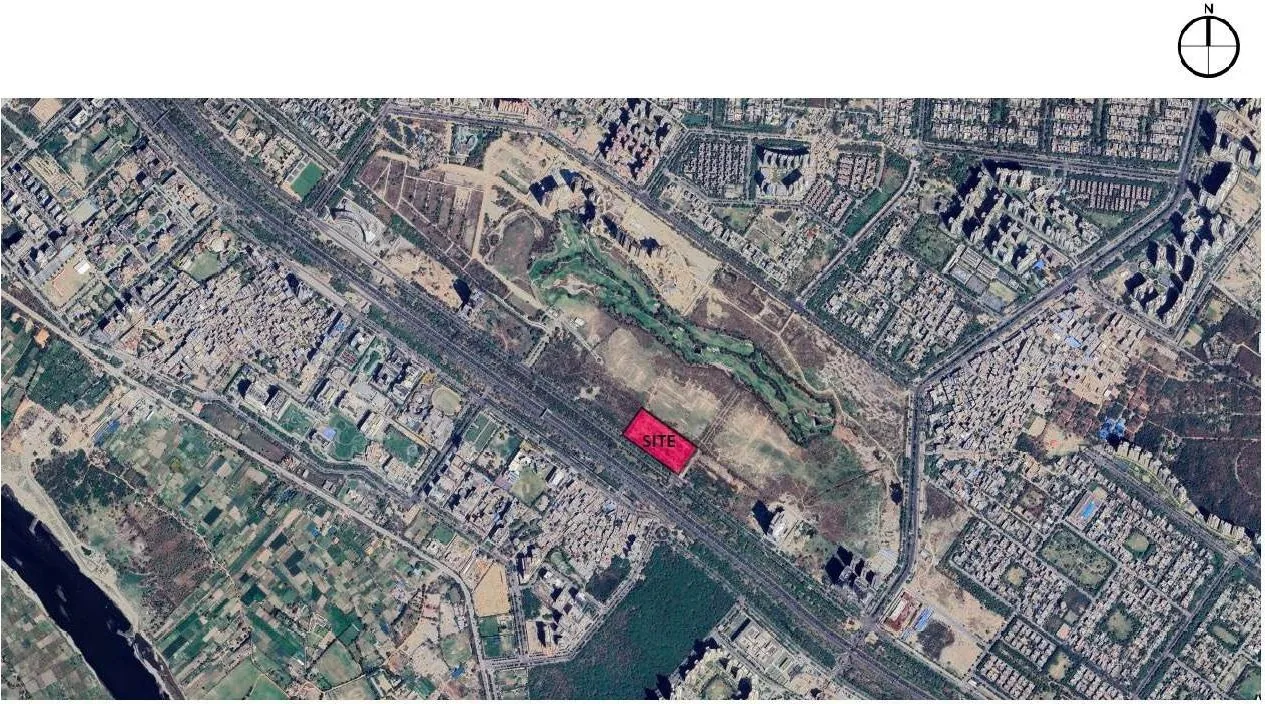 Site location map of M3M Jacob & Co Residences in Sector 97, Noida, showing the green belt and surrounding sectors