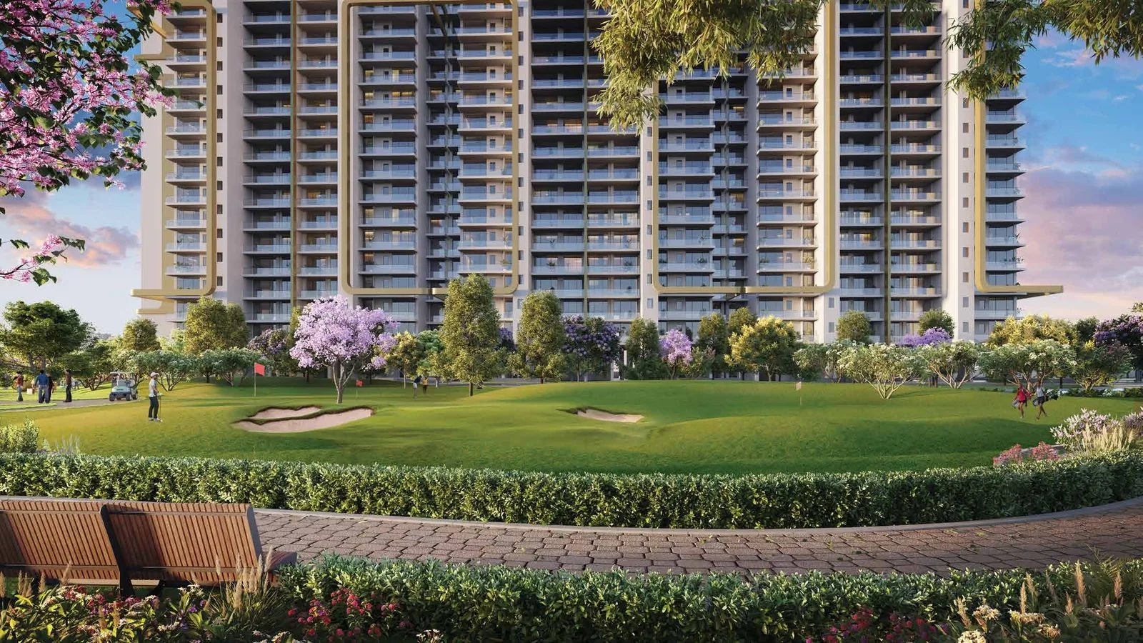 18-hole chip and putt golf course beneath the towers at M3M Mansion
