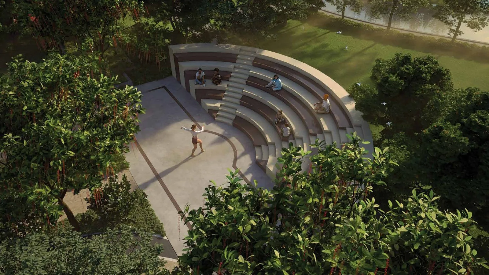 Amphitheatre in the landscaped greens at M3M Mansion