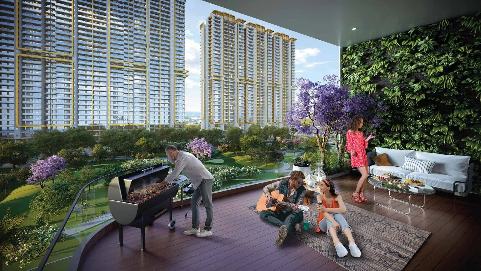 Wrap-around private terrace overlooking the SCDA skyline at M3M Mansion