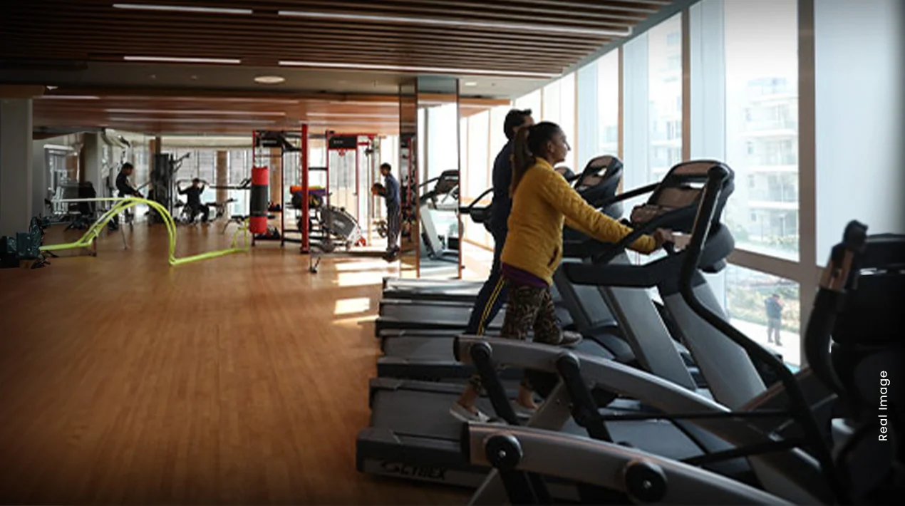 Fitness centre with modern machines at M3M Merlin, Sector 67