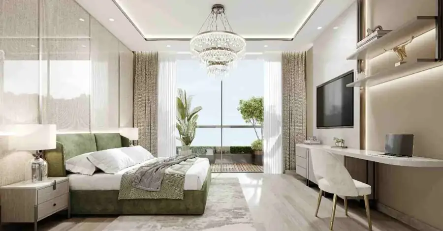 Second bedroom with study desk and deck access at M3M Opus