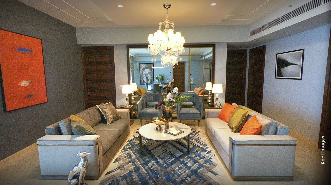 Formal dining room in a suite at M3M Panorama Suites, Sector 65 Gurugram