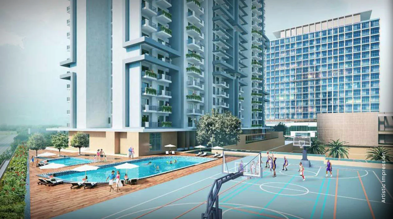 Poolside and sports facilities at M3M Skywalk, Gurugram