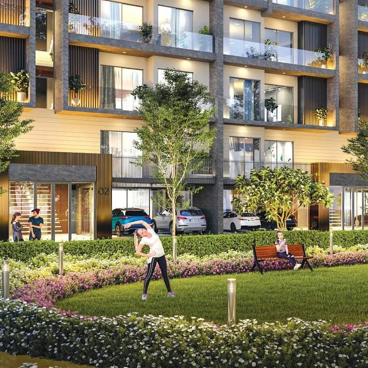 Boutique-floor building with landscaped play area at M3M Soulitude