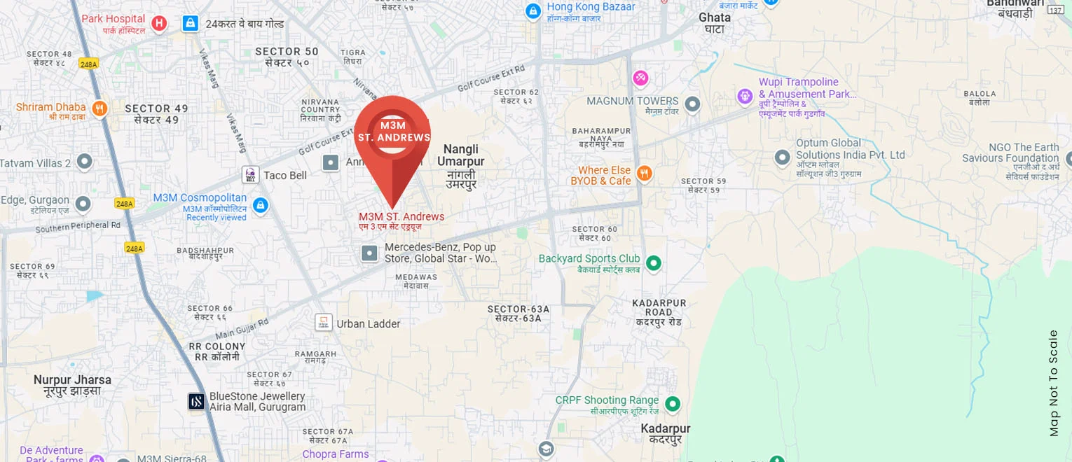 Connectivity map for M3M St. Andrews, Sector 65 Gurugram