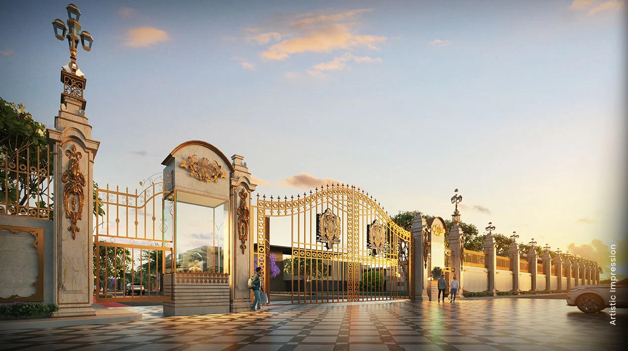 Grand entrance and 60-metre central avenue at M3M City, home to M3M Terraces