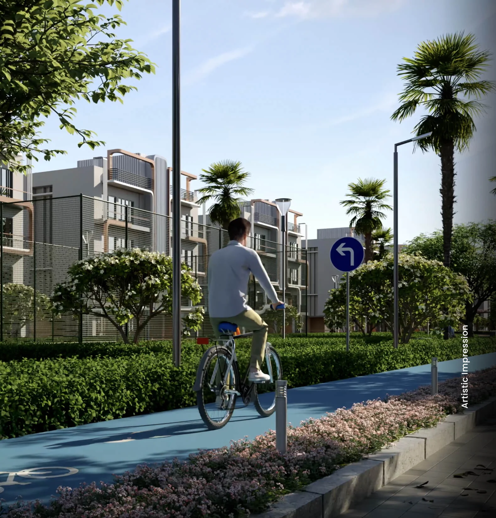 Epoxy cycling path running through M3M City near M3M Terraces