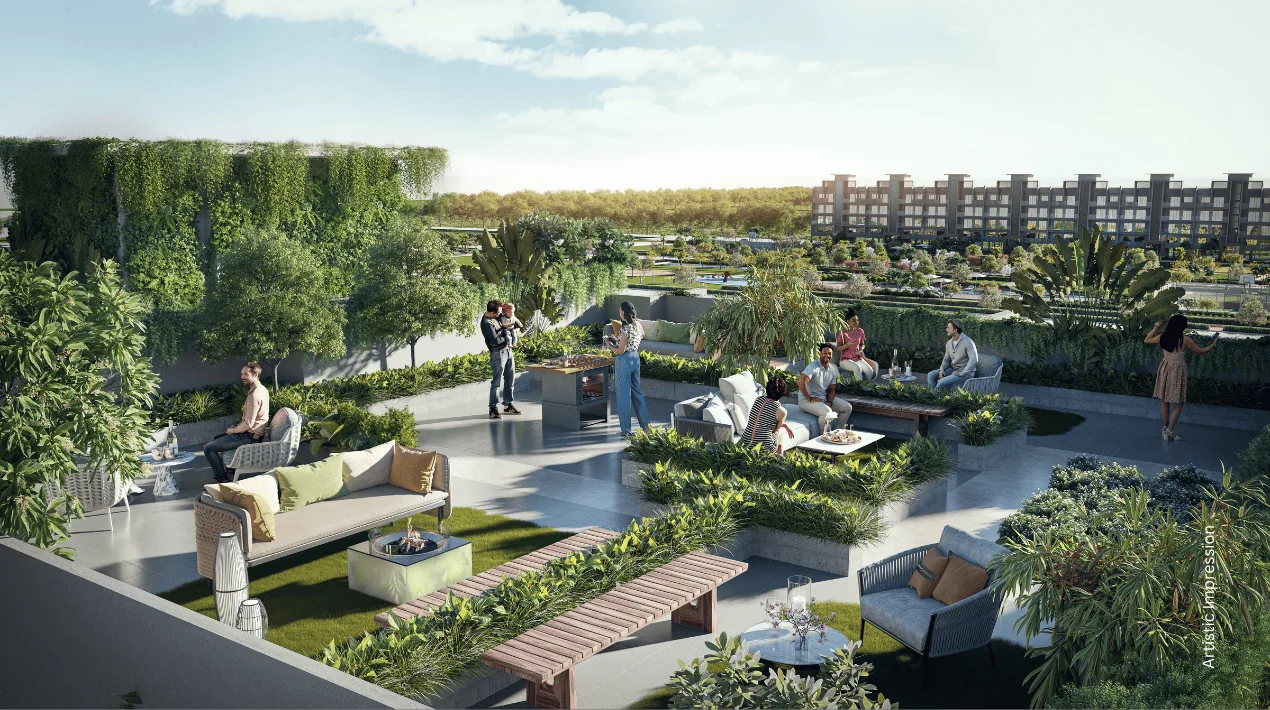 My Aer Lounge private terrace at M3M Terraces Panipat, artist's impression
