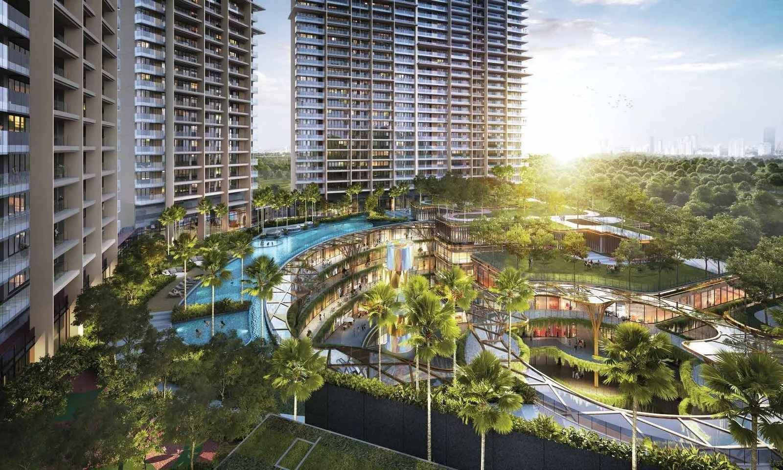 Aerial view of M3M The Cullinan towers, Sector 94 Noida
