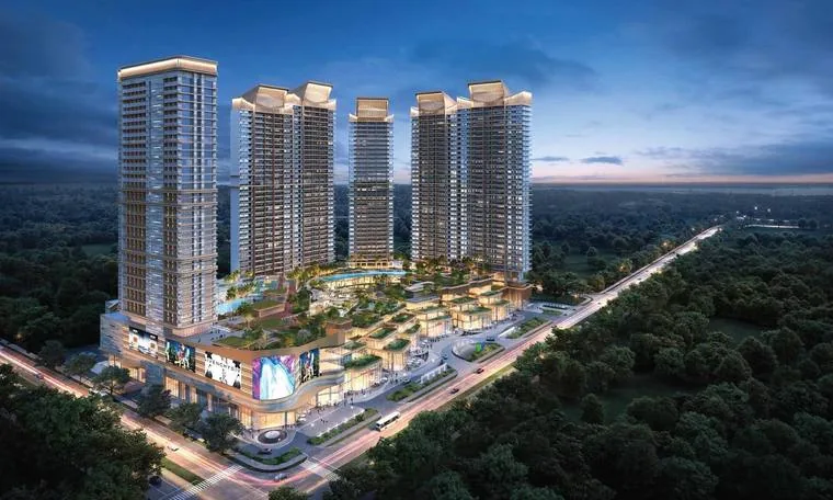 M3M The Cullinan ultra-luxury towers at dusk, Sector 94 Noida